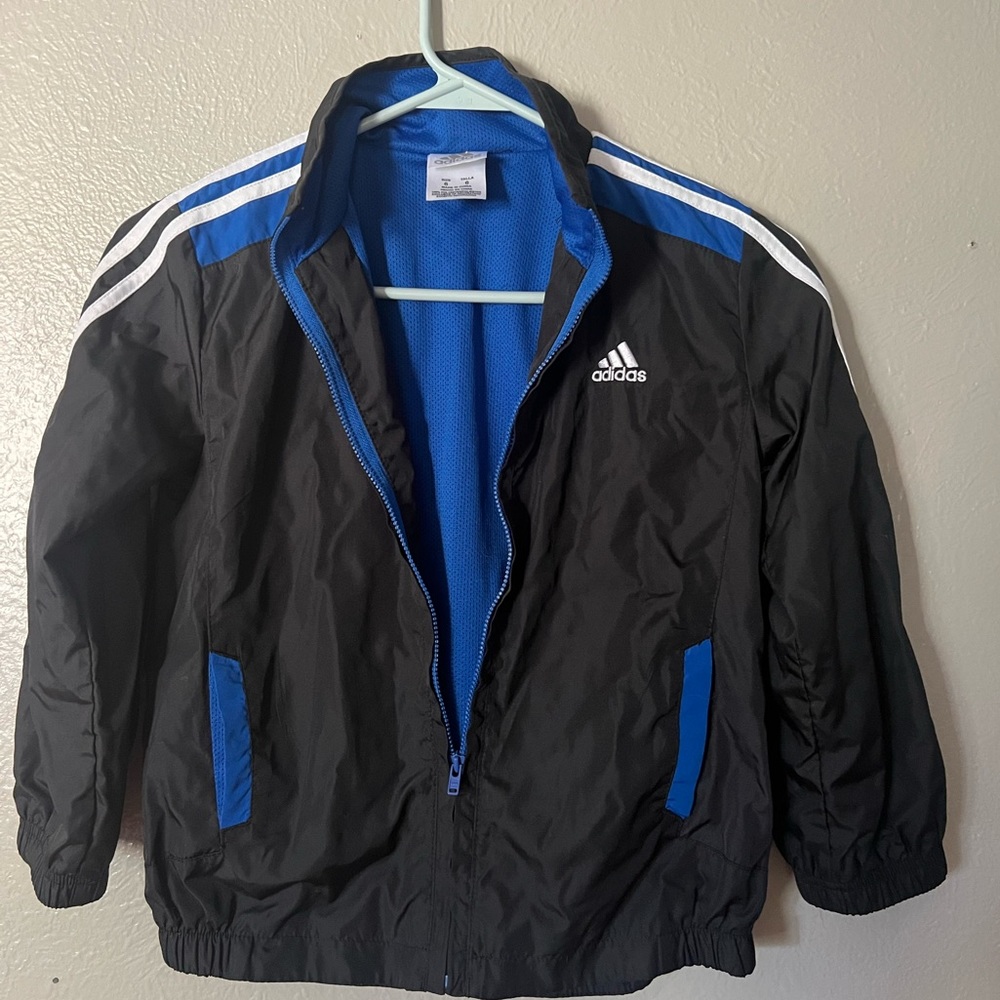 Adidas black and blue boys zip up, size 6